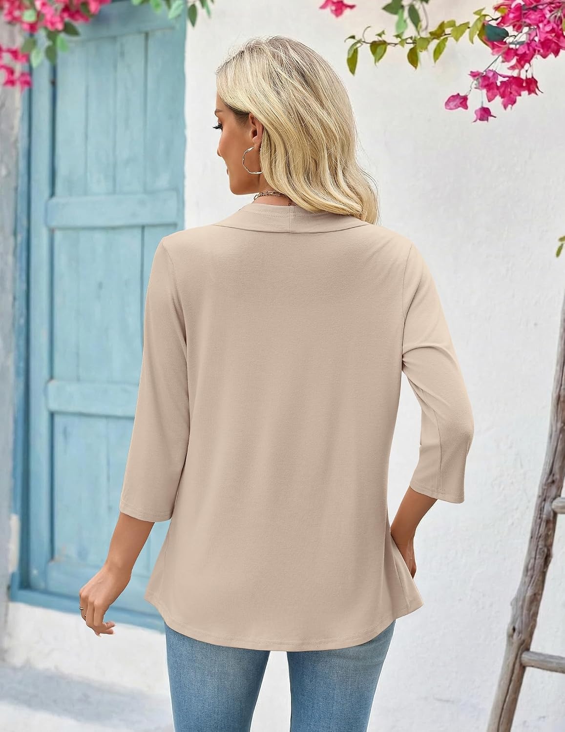 image:imageZeagoo Womens 2026 Summer 34 Sleeve Lightweight Cardigans Ruffles CoverupKhaki