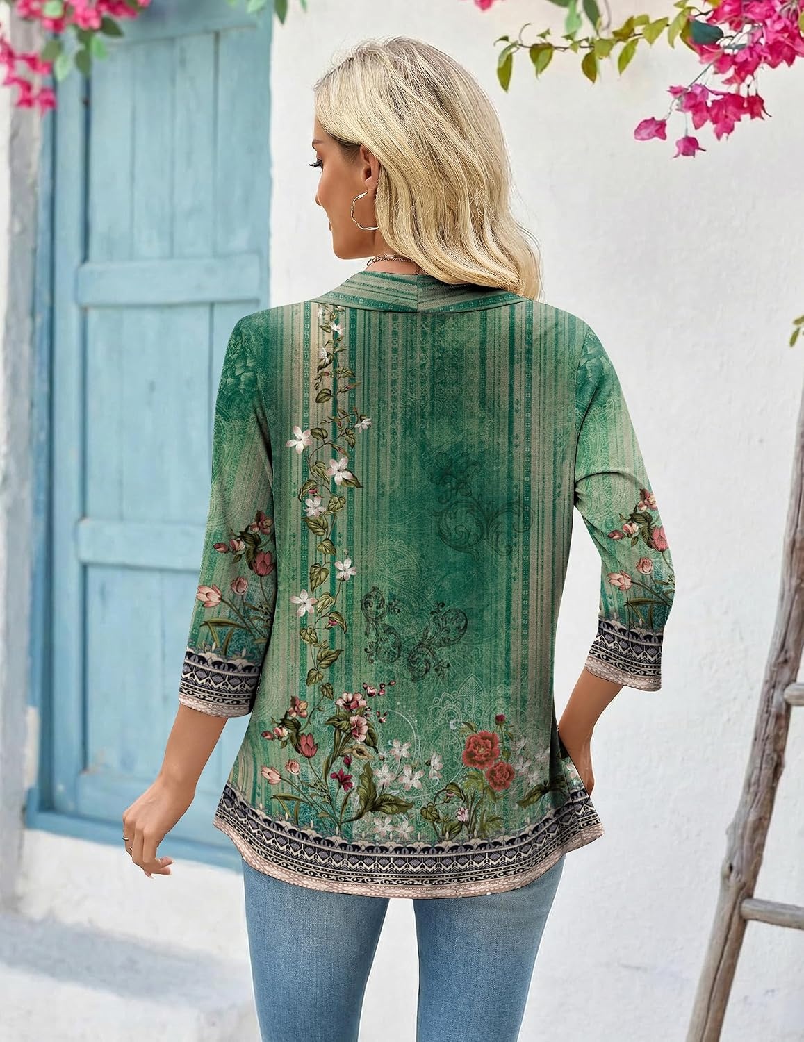 image:imageZeagoo Womens 2026 Summer 34 Sleeve Lightweight Cardigans Ruffles CoverupMz839