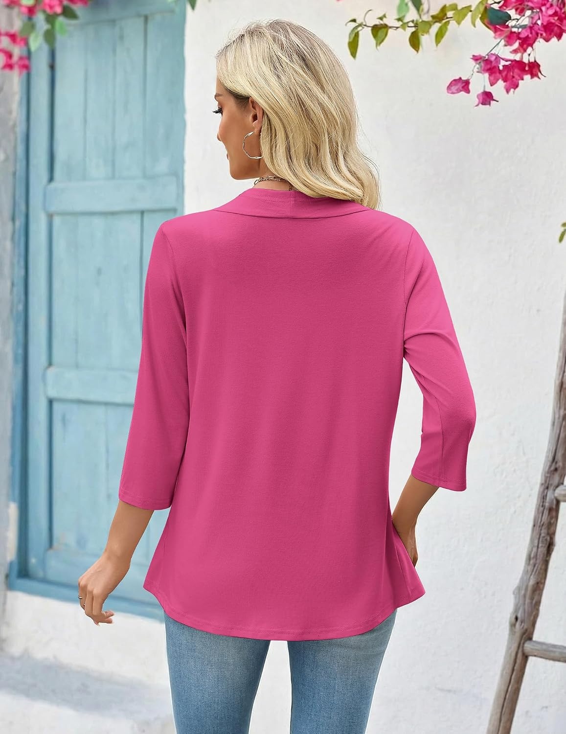 image:imageZeagoo Womens 2026 Summer 34 Sleeve Lightweight Cardigans Ruffles CoverupRose