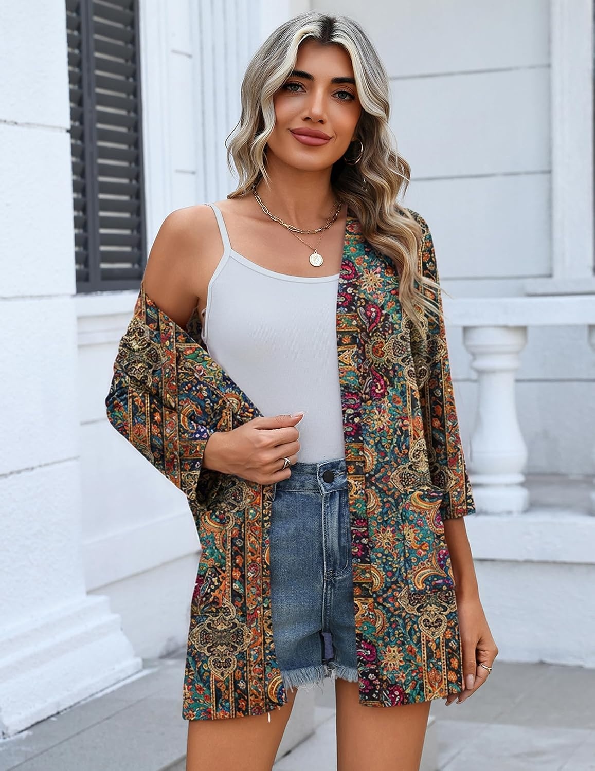 image:imageZeagoo Womens 34 Sleeve Lightweight Cardigan Casual Open Front CardigansAmz721
