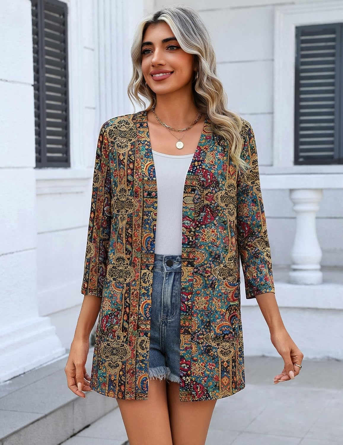 image:imageZeagoo Womens 34 Sleeve Lightweight Cardigan Casual Open Front CardigansAmz721