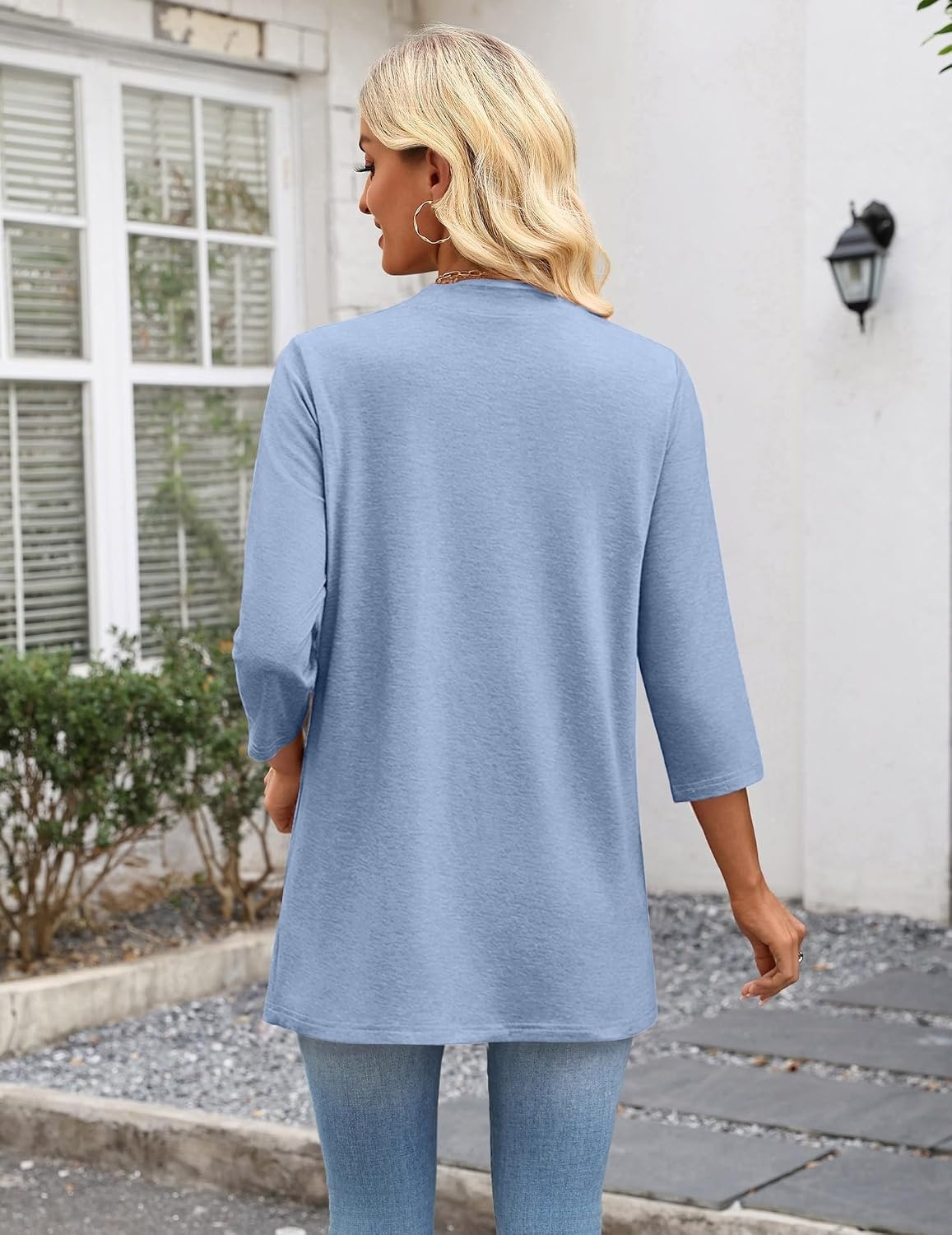 image:imageZeagoo Womens 34 Sleeve Lightweight Cardigan Casual Open Front CardigansBlue