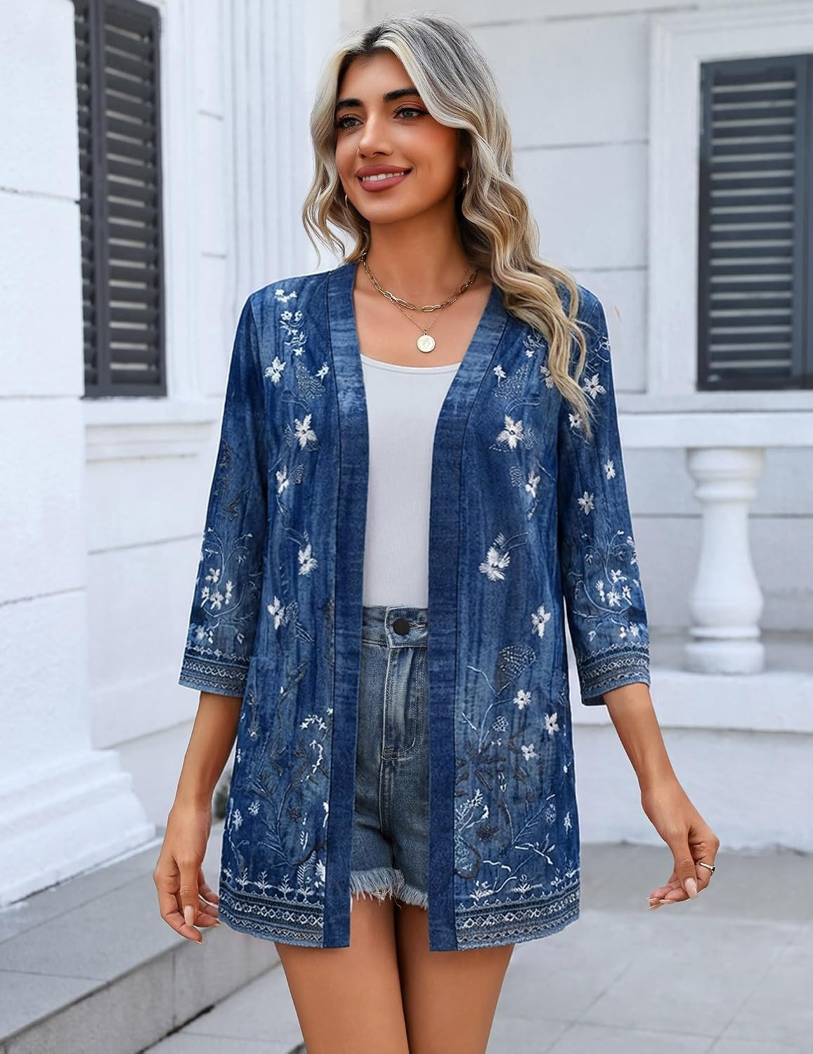image:imageZeagoo Womens 34 Sleeve Lightweight Cardigan Casual Open Front CardigansMz845