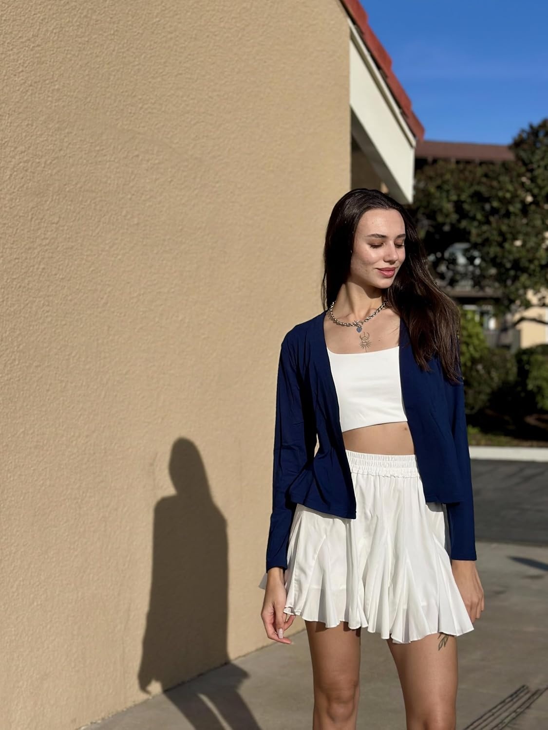 image:imageZeagoo Womens Lightweight Summer Cardigan Thin Cropped Long Sleeve ShrugNavy