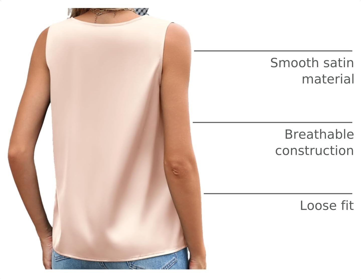 image:imageZeagoo Womens Silk Satin Camisole Tank Tops V Neck Blouses Work ShirtsChampagne