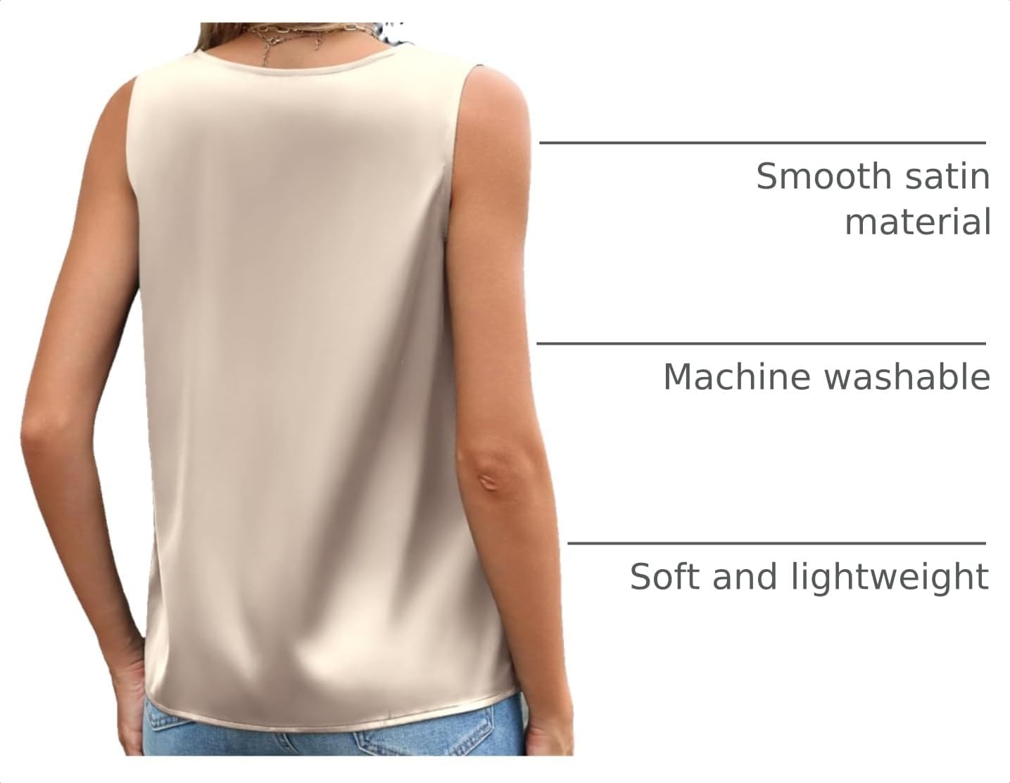 image:imageZeagoo Womens Silk Satin Camisole Tank Tops V Neck Blouses Work ShirtsLight Champagne