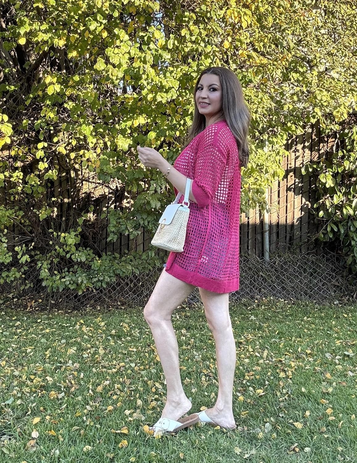 image:imageZeagoo Womens Summer Crochet Cardigan Boho Kimono Oversized Sweater TopsRose Red