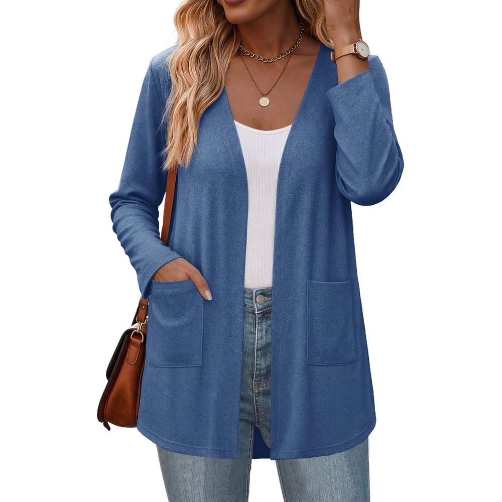 image:imageZeagoo Cardigan Sweaters for Women 2026 Loose Fit Lightweight Fall OutfitsBlue