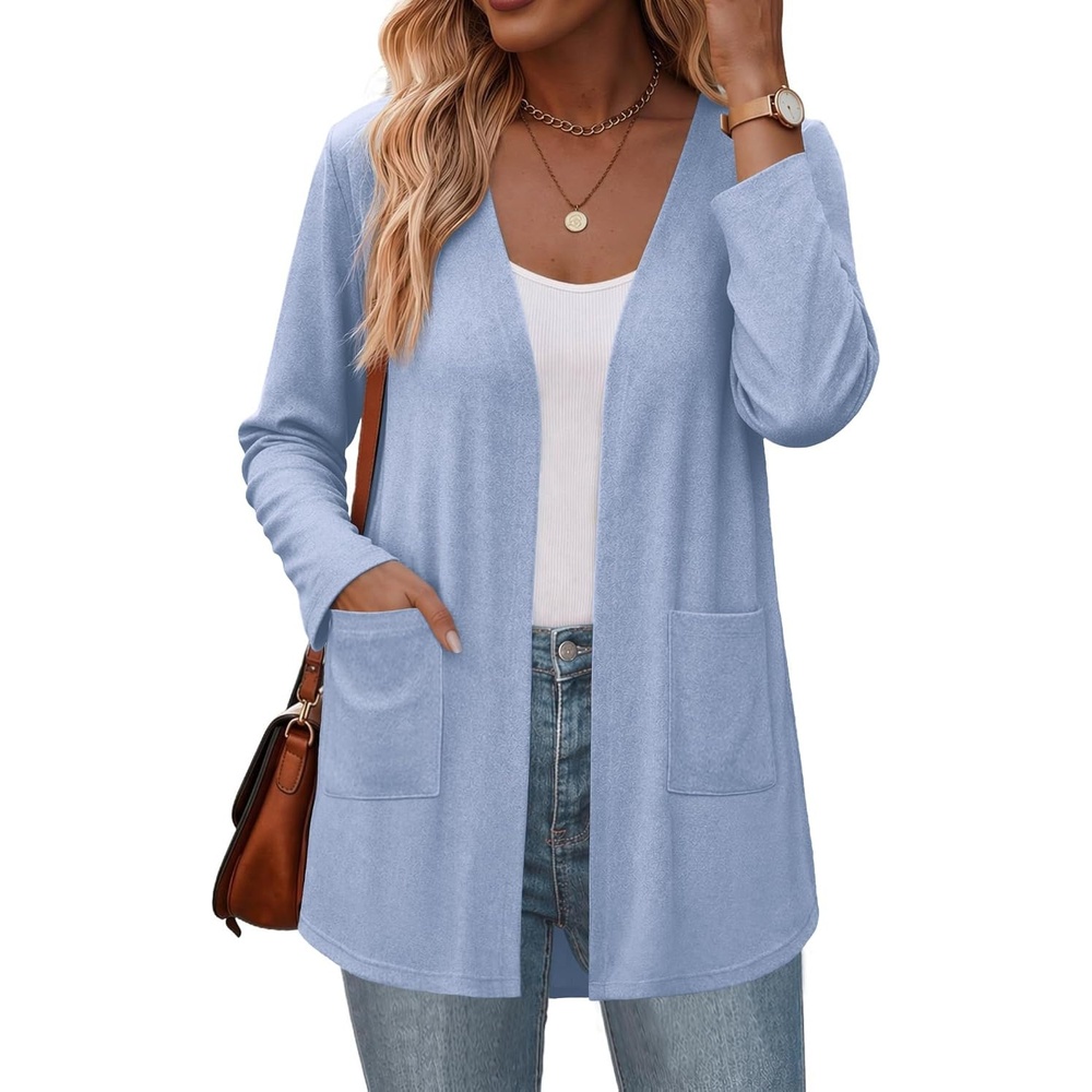 image:imageZeagoo Cardigan Sweaters for Women 2026 Loose Fit Lightweight Fall OutfitsLight Blue