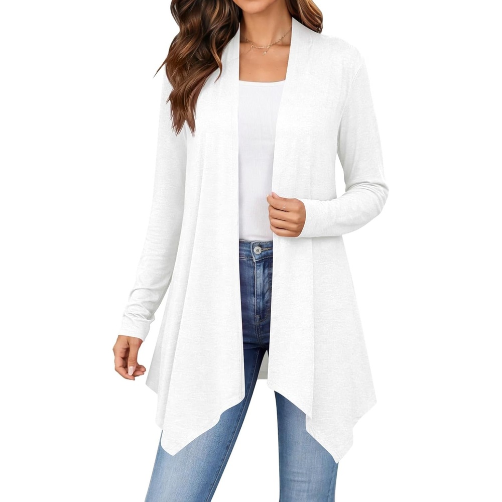image:imageZeagoo Lightweight Cardigan for Women Long Sleeve Open Front CardigansA White