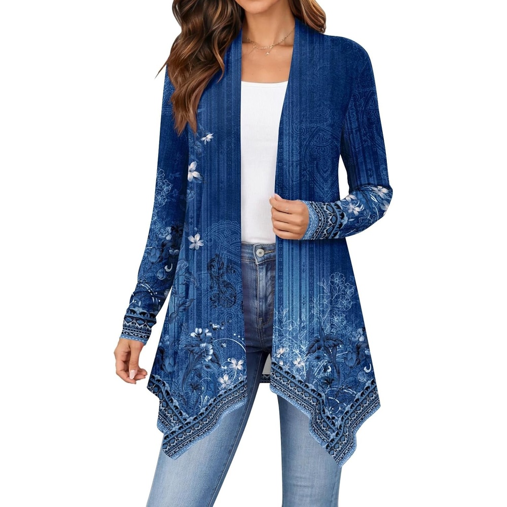 image:imageZeagoo Lightweight Cardigan for Women Long Sleeve Open Front CardigansFlower Navymz845