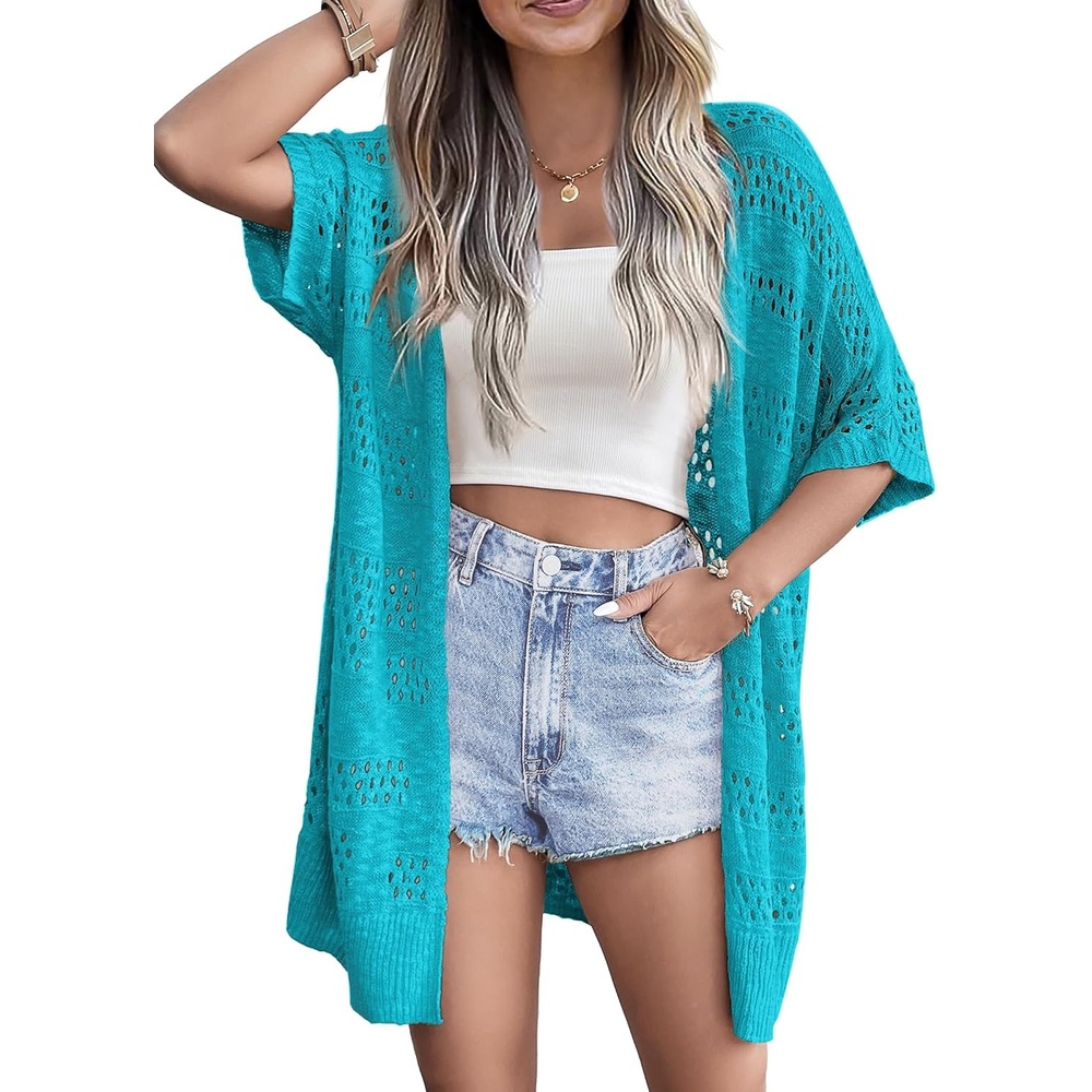 image:imageZeagoo Lightweight Summer Crochet Cardigan for WomenTeal