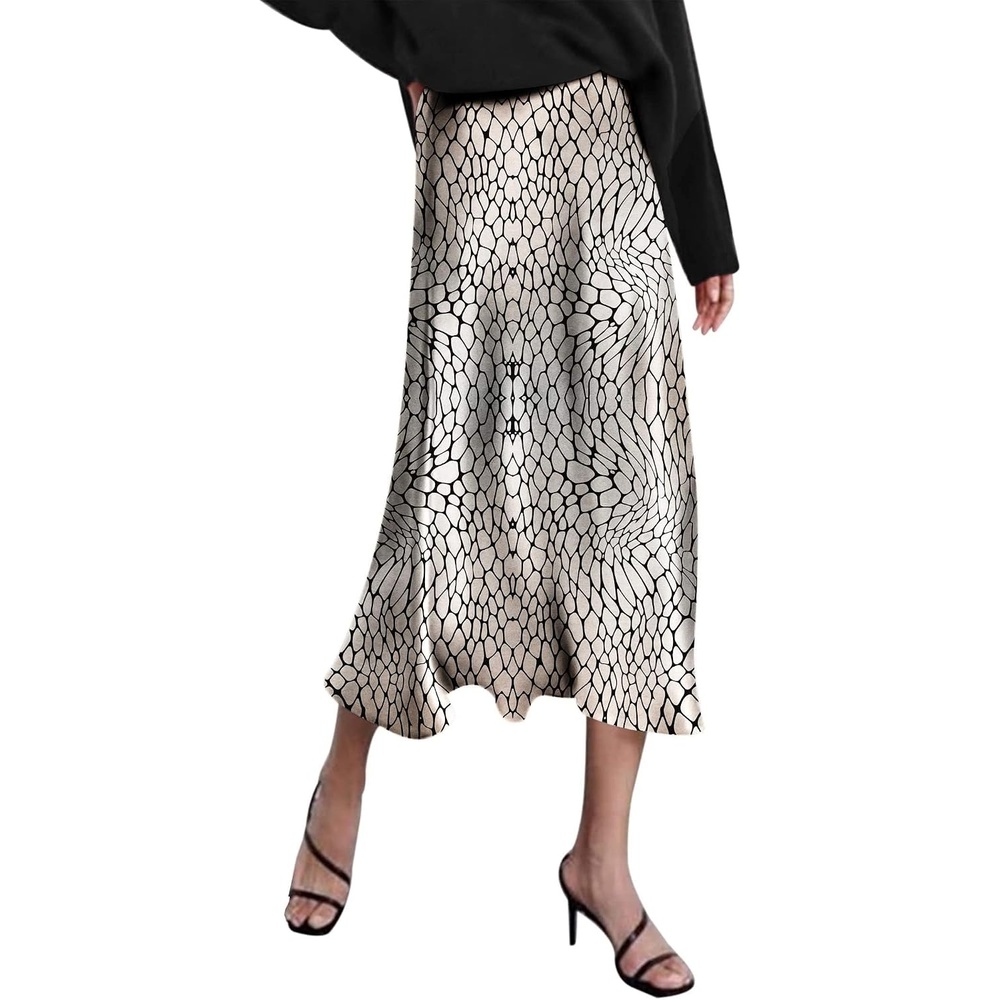 image:imageZeagoo Skirts for Women High Waist Skirt Elegant Midi Skirt SatinAn445