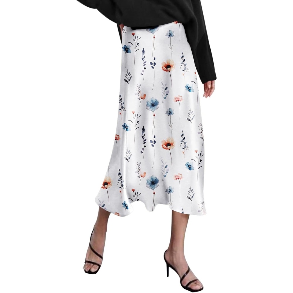 image:imageZeagoo Skirts for Women High Waist Skirt Elegant Midi Skirt SatinDh590