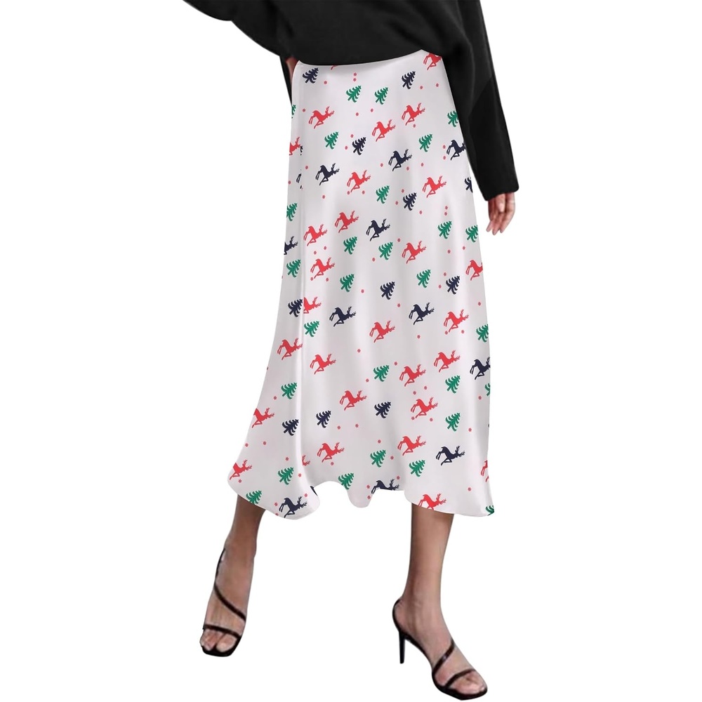image:imageZeagoo Skirts for Women High Waist Skirt Elegant Midi Skirt SatinPat8