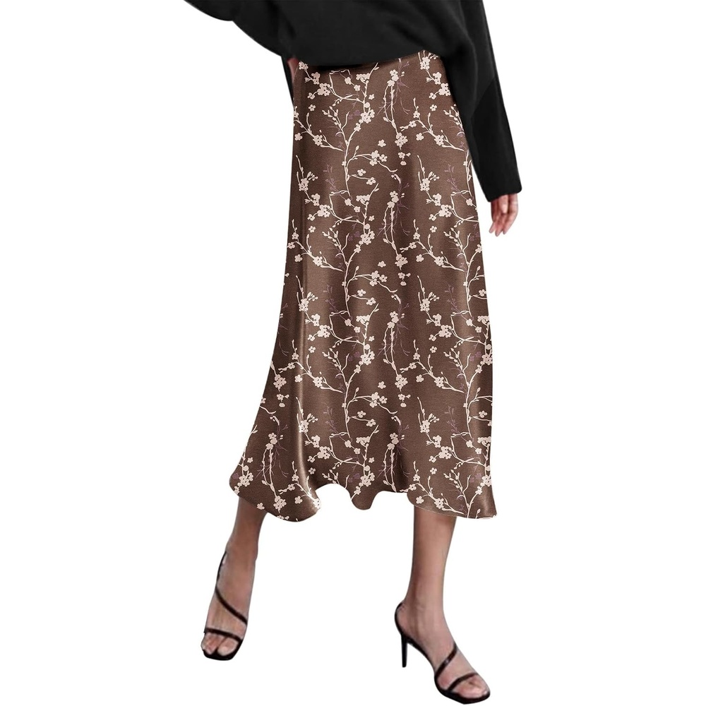 image:imageZeagoo Skirts for Women High Waist Skirt Elegant Midi Skirt SatinXh267