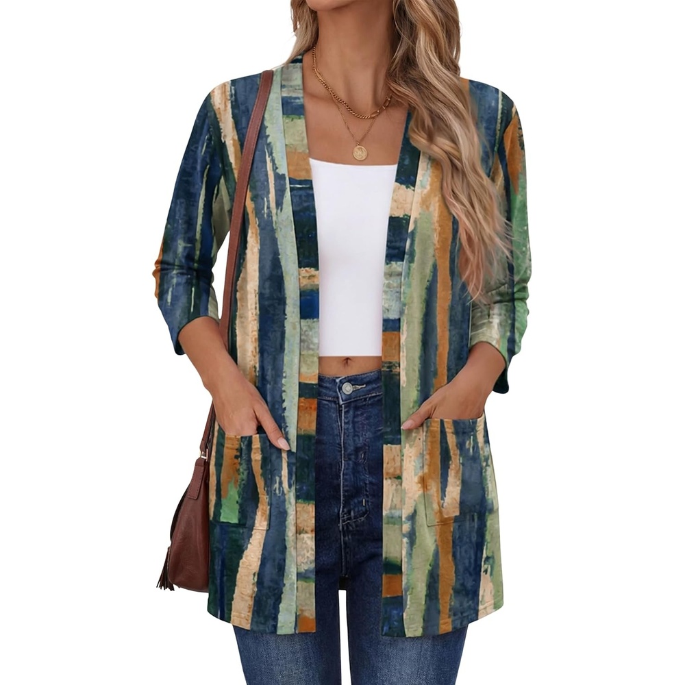 image:imageZeagoo Womens 34 Sleeve Lightweight Cardigan Casual Open Front CardigansCx289