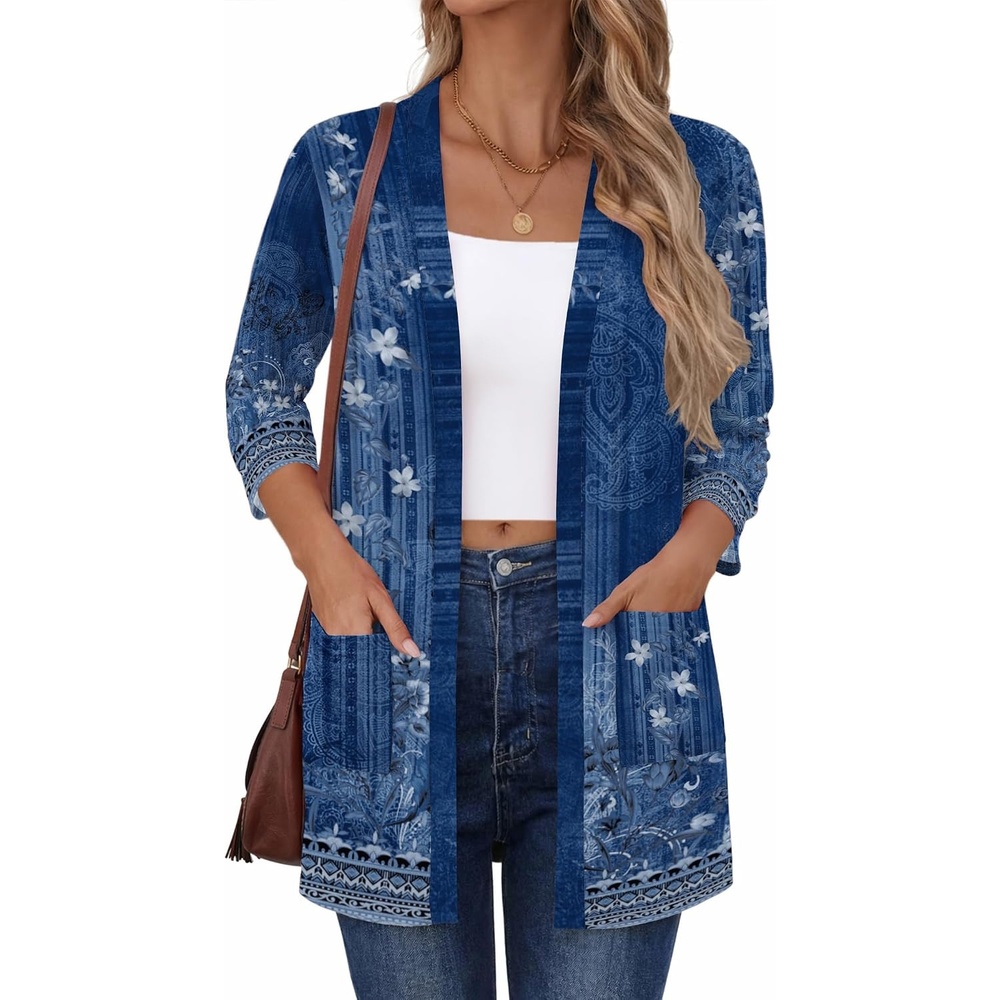image:imageZeagoo Womens 34 Sleeve Lightweight Cardigan Casual Open Front CardigansMz845