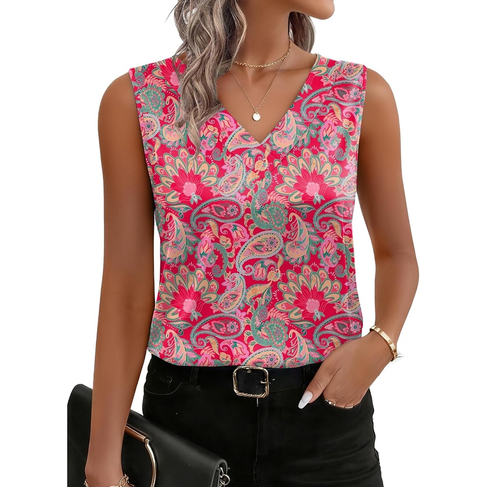 image:imageZeagoo Womens Silk Satin Tank Tops V Neck Camisoles Sleeveless BlousesPmz750