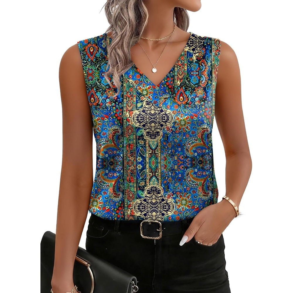 image:imageZeagoo Womens Silk Satin Tank Tops V Neck Camisoles Sleeveless BlousesPmz779