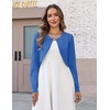 Zeagoo Cropped Cardigan Sweaters for Women Long Sleeve Shrug for Dresses(Blue)