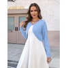 Zeagoo Cropped Cardigan Sweaters for Women Long Sleeve Shrug for Dresses(Light Blue)