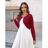 Zeagoo Cropped Cardigan Sweaters for Women Long Sleeve Shrug for Dresses(Red)
