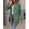 Zeagoo Lightweight Cardigan for Women Long Sleeve Open Front Cardigans(Flower Green-mz839)