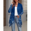 Zeagoo Lightweight Cardigan for Women Long Sleeve Open Front Cardigans(Flower Navy-mz845)
