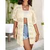 Zeagoo Lightweight Summer Crochet Cardigan for Women(Cream Beige)