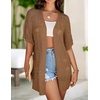Zeagoo Lightweight Summer Crochet Cardigan for Women(Dark Brown)