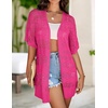 Zeagoo Lightweight Summer Crochet Cardigan for Women(Hot Pink)