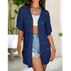 Zeagoo Lightweight Summer Crochet Cardigan for Women(Navy Blue)