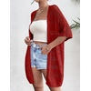 Zeagoo Lightweight Summer Crochet Cardigan for Women(Red)