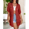 Zeagoo Lightweight Summer Crochet Cardigan for Women(Red)