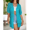 Zeagoo Lightweight Summer Crochet Cardigan for Women(Teal)