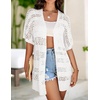 Zeagoo Lightweight Summer Crochet Cardigan for Women(White)