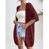 Zeagoo Lightweight Summer Crochet Cardigan for Women(Wine Red)