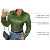 Zeagoo Satin Blouses for Women Casual Long Sleeve Button Down Silk Shirts Dressy Business Work Tunic Top(Army Green)