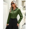 Zeagoo Satin Blouses for Women Casual Long Sleeve Button Down Silk Shirts Dressy Business Work Tunic Top(Army Green)
