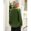 Zeagoo Satin Blouses for Women Casual Long Sleeve Button Down Silk Shirts Dressy Business Work Tunic Top(Army Green)
