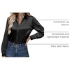 Zeagoo Satin Blouses for Women Casual Long Sleeve Button Down Silk Shirts Dressy Business Work Tunic Top(Black)