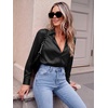 Zeagoo Satin Blouses for Women Casual Long Sleeve Button Down Silk Shirts Dressy Business Work Tunic Top(Black)