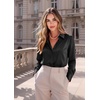 Zeagoo Satin Blouses for Women Casual Long Sleeve Button Down Silk Shirts Dressy Business Work Tunic Top(Black)