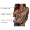 Zeagoo Satin Blouses for Women Casual Long Sleeve Button Down Silk Shirts Dressy Business Work Tunic Top(Brown)
