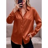 Zeagoo Satin Blouses for Women Casual Long Sleeve Button Down Silk Shirts Dressy Business Work Tunic Top(Caramel)