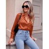 Zeagoo Satin Blouses for Women Casual Long Sleeve Button Down Silk Shirts Dressy Business Work Tunic Top(Caramel)