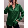 Zeagoo Satin Blouses for Women Casual Long Sleeve Button Down Silk Shirts Dressy Business Work Tunic Top(Green)