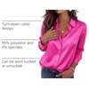 Zeagoo Satin Blouses for Women Casual Long Sleeve Button Down Silk Shirts Dressy Business Work Tunic Top(Hot Pink)