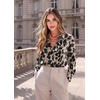 Zeagoo Satin Blouses for Women Casual Long Sleeve Button Down Silk Shirts Dressy Business Work Tunic Top(Leopard)